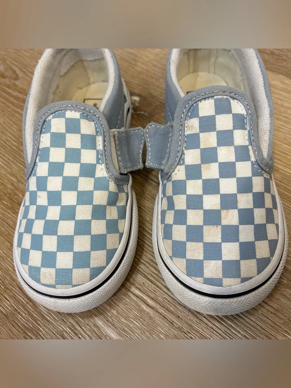 Vans Toddler Classic Slip-On V Shoes Dusty Blue Checkerboard US 8 EU 24.5 14cm